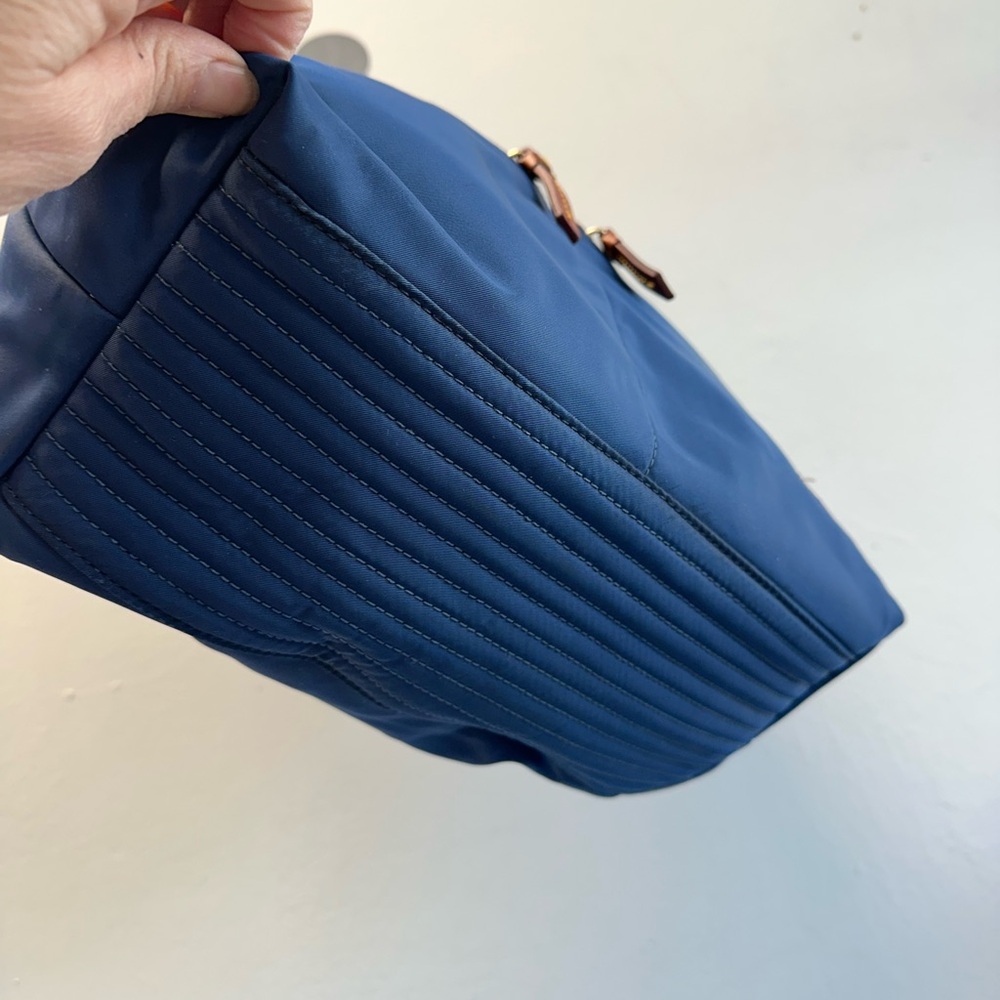 Dooney & Bourke Navy Nylon Shoulder Bag with Brown Leather Trim - Picture 4 of 9